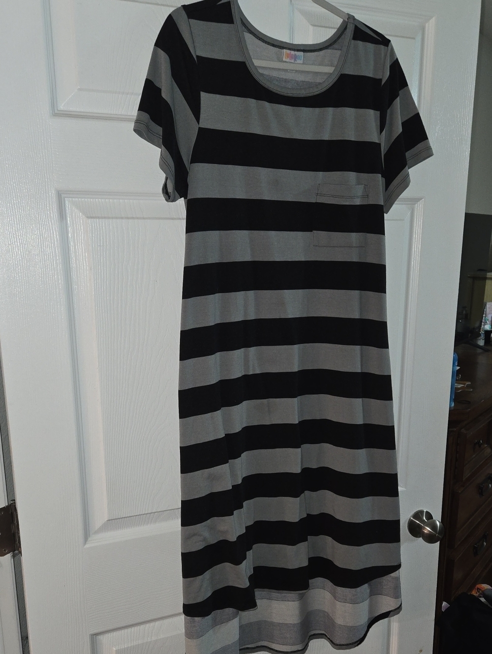 LuLaRoe Black and Gray Striped High-Low Dress